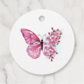 Flower Butterfly with Pink Sakura Bedankjes Labels (Achterkant)
