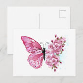 Flower Butterfly with Pink Sakura Briefkaart (Voorkant / Achterkant)