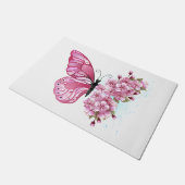 Flower Butterfly with Pink Sakura Deurmat (Schuin)