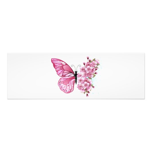 Flower Butterfly with Pink Sakura Foto Afdruk (Voorkant)