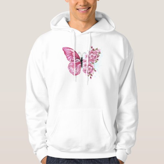 Flower Butterfly with Pink Sakura Hoodie (Voorkant)