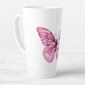Flower Butterfly with Pink Sakura Latte Mok (Linkerhoek)
