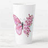 Flower Butterfly with Pink Sakura Latte Mok (Voorkant)