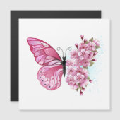 Flower Butterfly with Pink Sakura Magnetische Uitnodiging (Voorkant / Achterkant)