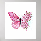 Flower Butterfly with Pink Sakura Poster (Voorkant)