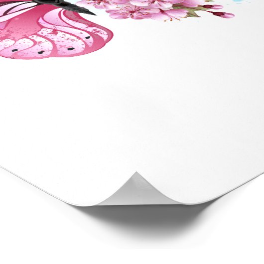 Flower Butterfly with Pink Sakura Poster (Hoek)