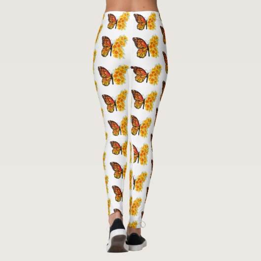 Flower Butterfly with Yellow California Poppy Leggings (Achterkant)