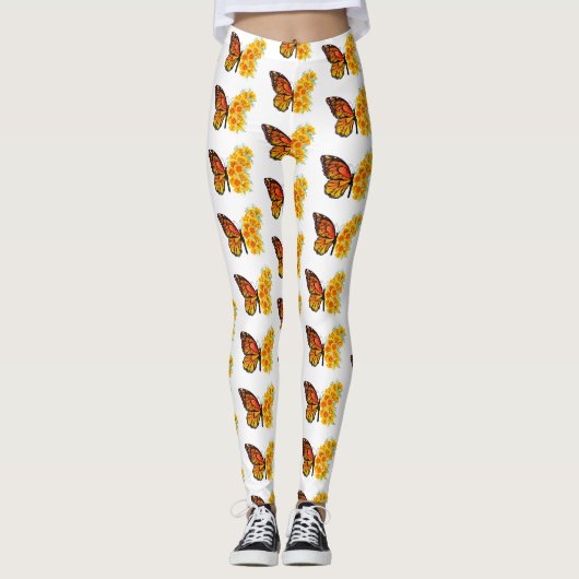 Flower Butterfly with Yellow California Poppy Leggings (Voorkant)