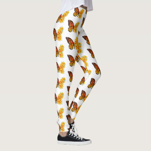Flower Butterfly with Yellow California Poppy Leggings (Rechts)