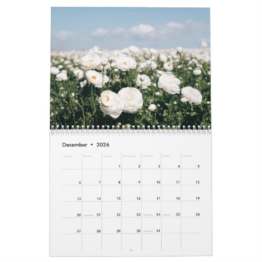 Flower Calendar 2026 Kalender (Dec 2026)