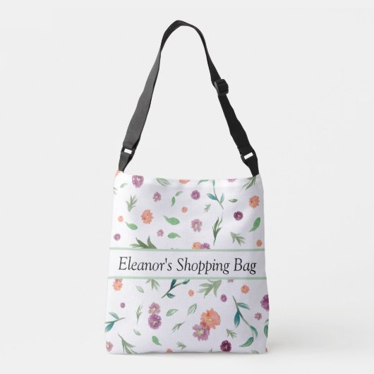Flower Canvas tas | Floral Crossbody Purse (Achterkant)