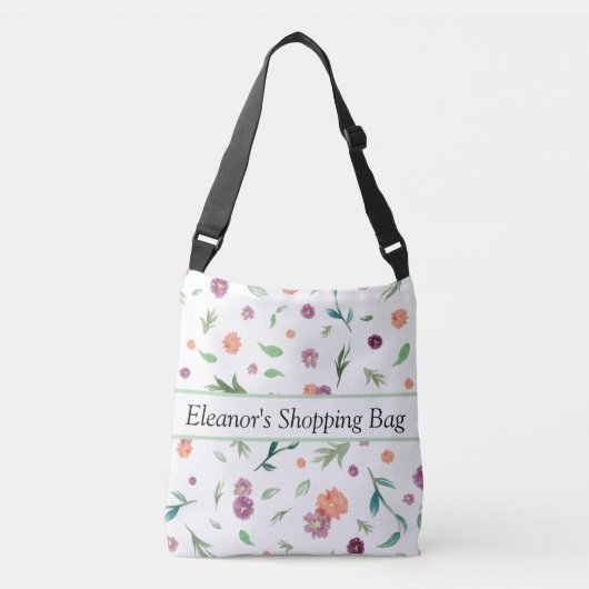 Flower Canvas tas | Floral Crossbody Purse (Voorkant)