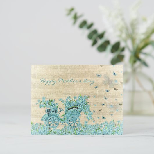  Flower Carriage - Happy Moederdag Briefkaart (Staand voorkant)