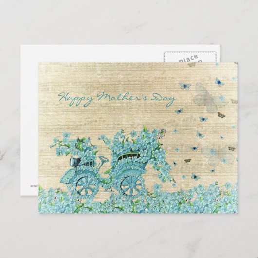  Flower Carriage - Happy Moederdag Briefkaart (Voorkant / Achterkant)