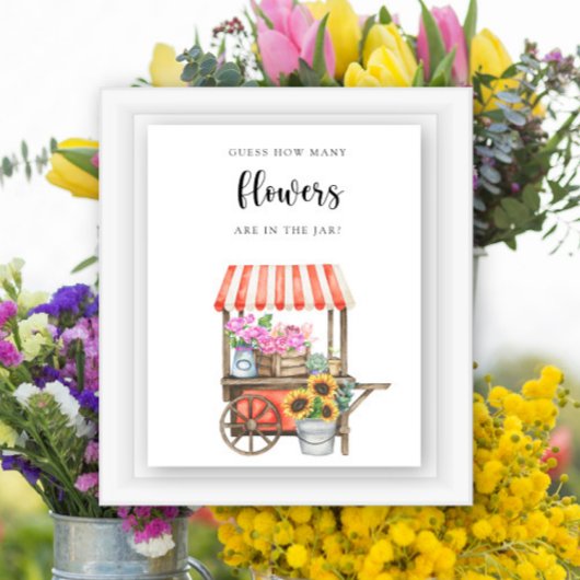 Flower Cart baby shower - Raad eens hoeveel bloeme Poster