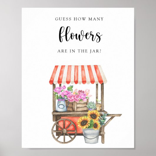 Flower Cart baby shower - Raad eens hoeveel bloeme Poster (Voorkant)
