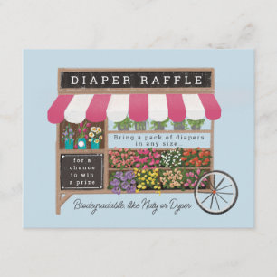Flower Cart Farmer's Market Baby Luier Raffle Informatiekaartje