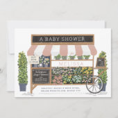 Flower Cart Farmer's Market Blush Roze Baby shower Kaart (Voorkant)