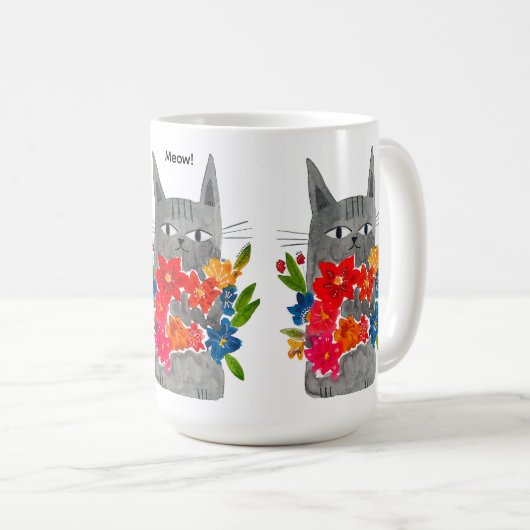 Flower Cat Koffiemok (Voorkant rechts)