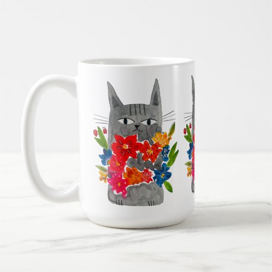 Flower Cat Koffiemok (Links)
