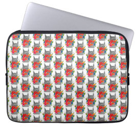 Flower cat laptop sleeve