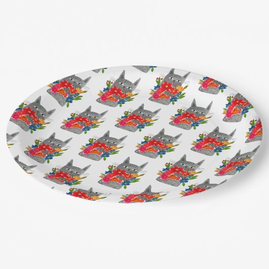 Flower Cat Papieren Bordje (Gekanteld)