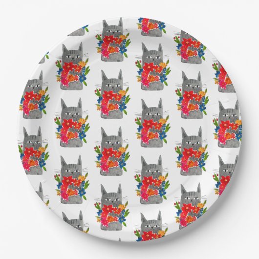 Flower Cat Papieren Bordje (Voorkant)