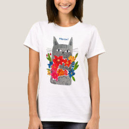 Flower cat t-shirt