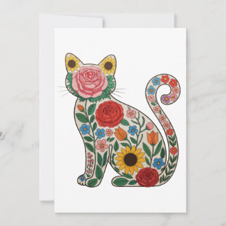 Flower Cat Wildflowers Kitten Lover Kaart