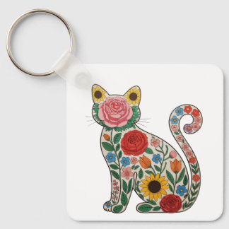 Flower Cat Wildflowers Kitten Lover Sleutelhanger