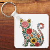 Flower Cat Wildflowers Kitten Lover Sleutelhanger (Voorkant)