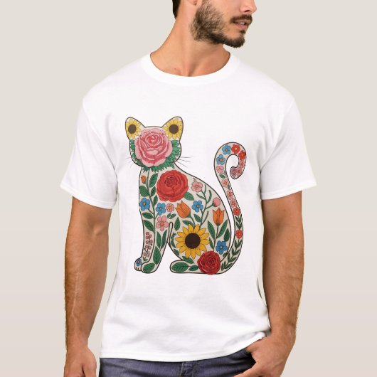 Flower Cat Wildflowers Kitten Lover T-shirt (Voorkant)