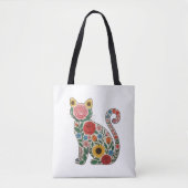 Flower Cat Wildflowers Kitten Lover Tote Bag (Voorkant)