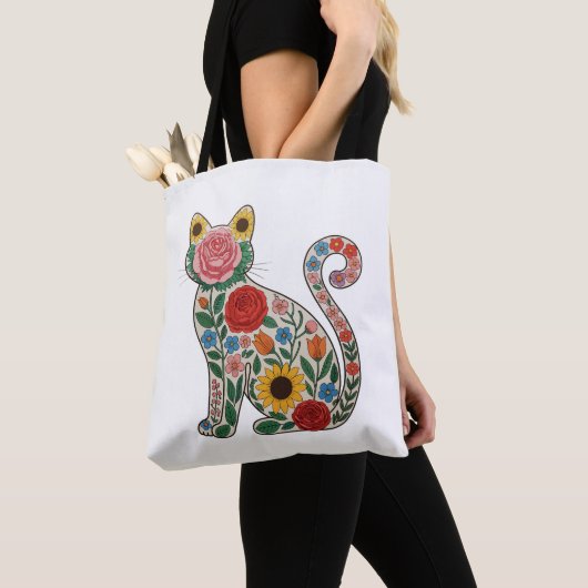Flower Cat Wildflowers Kitten Lover Tote Bag (Dichtbij)