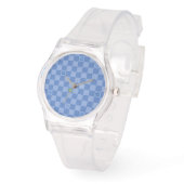Flower Checkered Pattern No. 01 - Light Blue Horloge (Hoek)