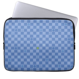 Flower Checkered Pattern No. 01 - Light Blue Laptop Sleeve