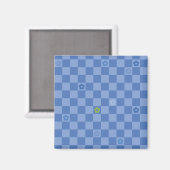 Flower Checkered Pattern No. 01 - Light Blue Magneet (Voorkant / Achterkant)