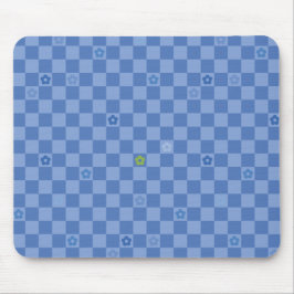 Flower Checkered Pattern No. 01 - Light Blue Muismat