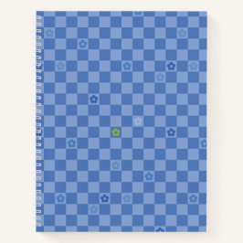 Flower Checkered Pattern No. 01 - Light Blue Notitieboek