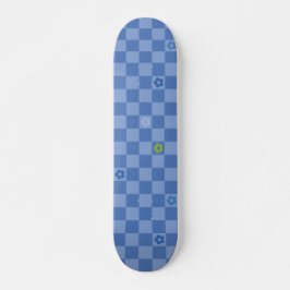 Flower Checkered Pattern No. 01 - Light Blue Persoonlijk Skateboard