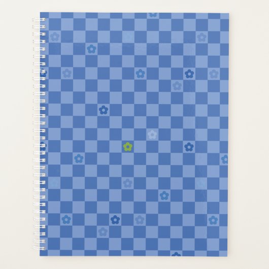 Flower Checkered Pattern No. 01 - Light Blue Planner (Voorkant)