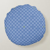 Flower Checkered Pattern No. 01 - Light Blue Rond Kussen (Achterkant)