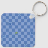 Flower Checkered Pattern No. 01 - Light Blue Sleutelhanger (Achterkant)