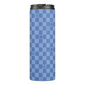 Flower Checkered Pattern No. 01 - Light Blue Thermosbeker (Achterkant)