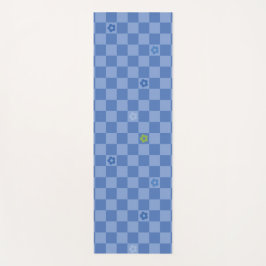 Flower Checkered Pattern No. 01 - Light Blue Yogamat