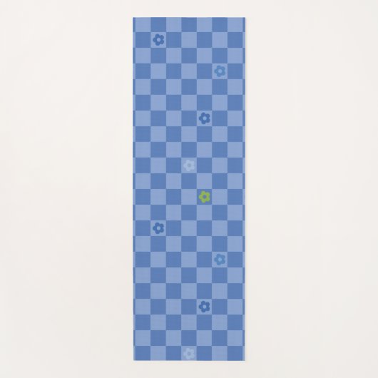Flower Checkered Pattern No. 01 - Light Blue Yogamat (Voorkant)