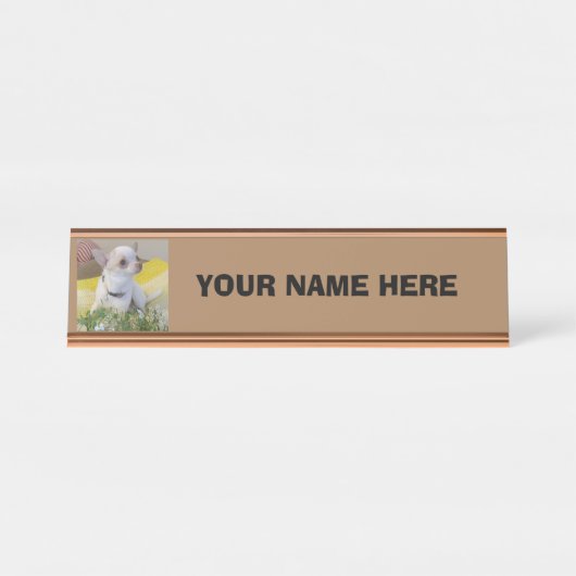 Flower Chihuahua Name Bord Bureau Naambordje (Voorkant)