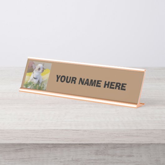 Flower Chihuahua Name Bord Bureau Naambordje (Voorkant)