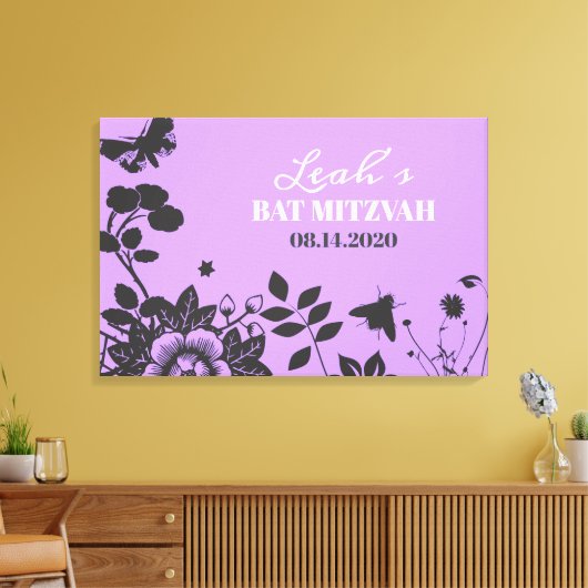 FLOWER CHILD Bat Mitzvah Sign-In Geheugenbord Canvas Afdruk (Insitu (Woonkamer))