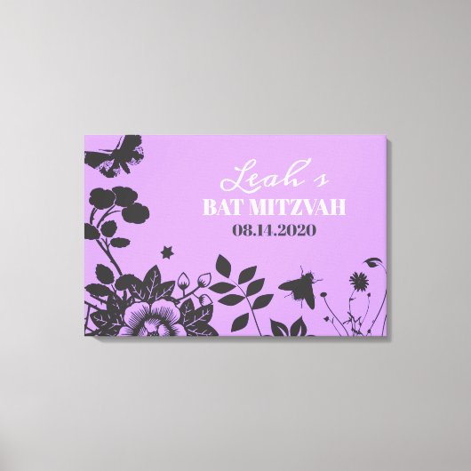 FLOWER CHILD Bat Mitzvah Sign-In Geheugenbord Canvas Afdruk (Voorkant)